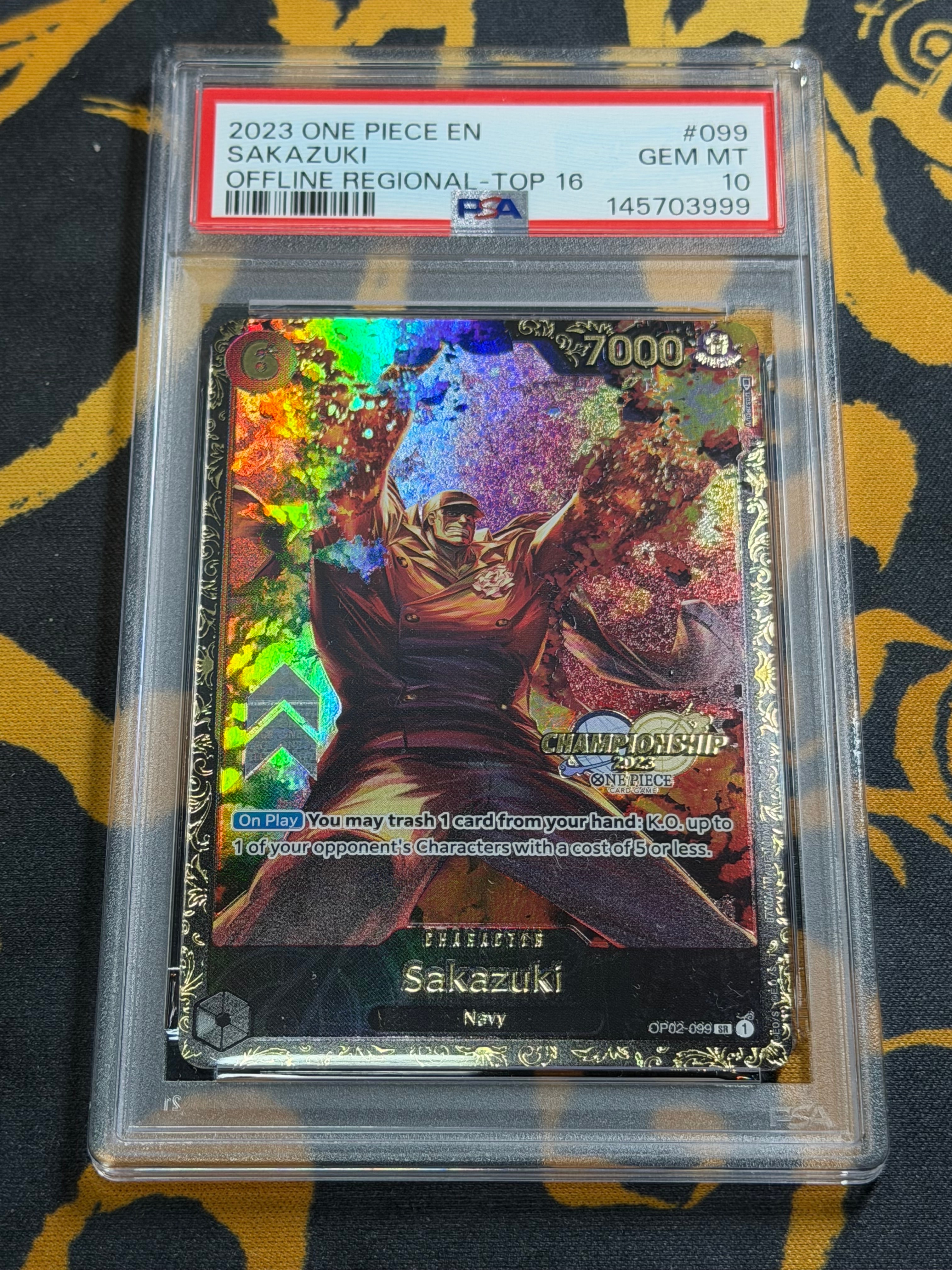 サカズキ SR-P [OP02-099]【英語版】(プロモーションカード「チャンピオンシップ 2023 記念品」)