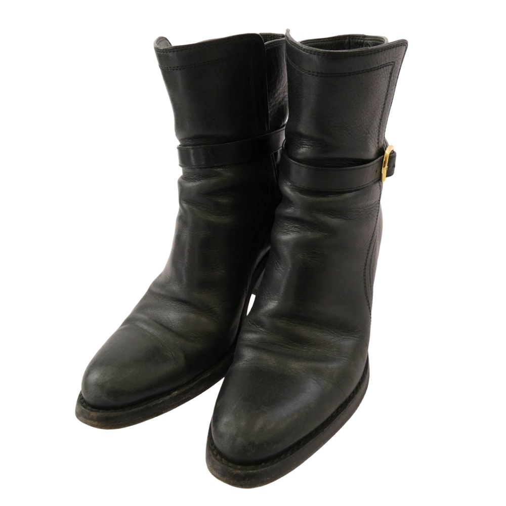 CELINE セリーヌ ブーツ ジョッパー ベルテッド ショートブーツ ブラック系 36【中古】