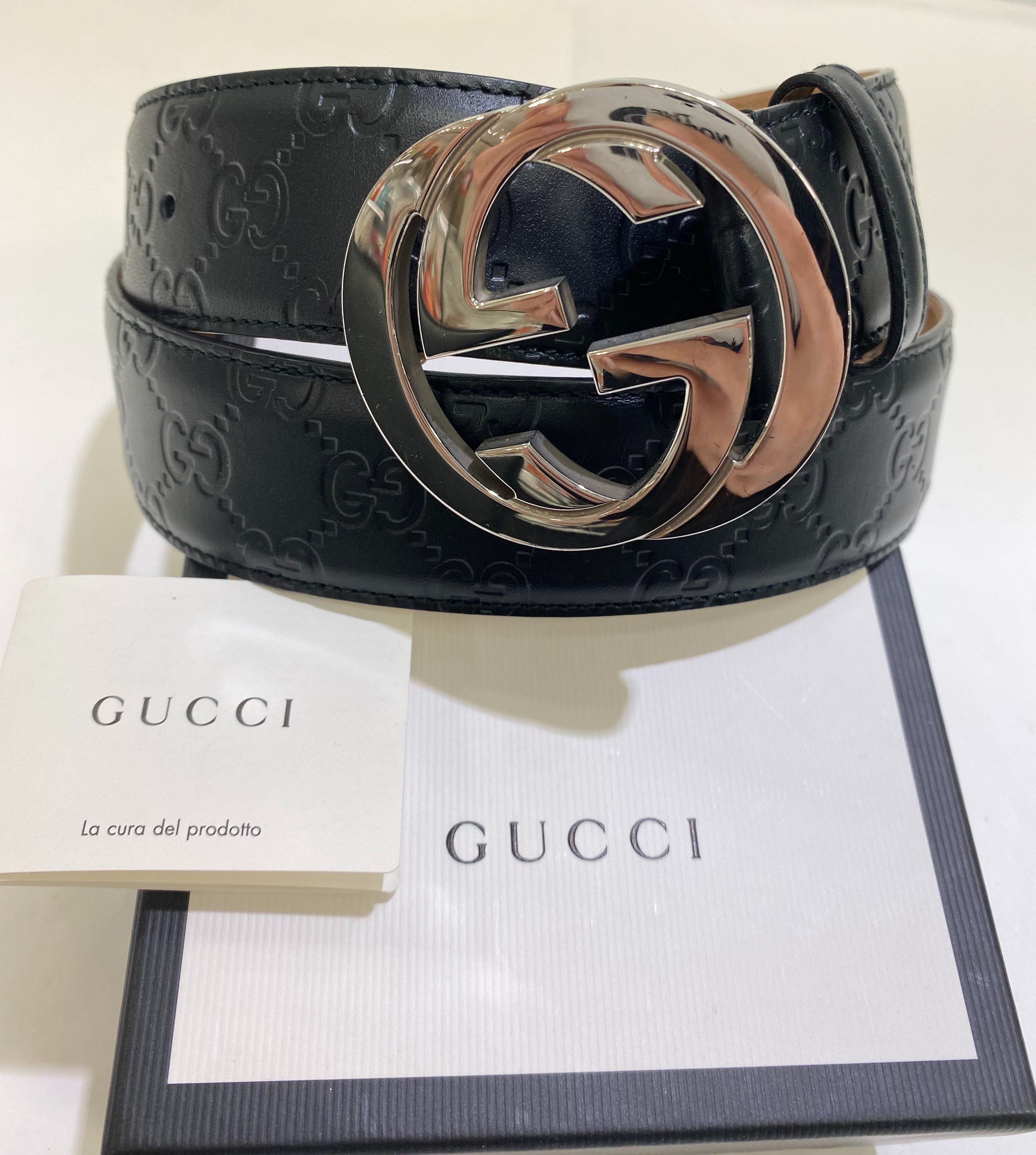 GUCCI グッチ ベルト インターロッキングGG  90cm 定番柄 ブラック