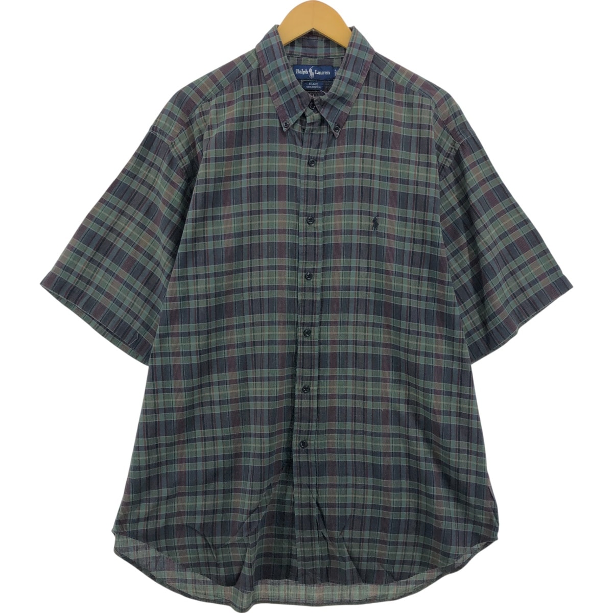 古着 ラルフローレン Ralph Lauren BLAKE 半袖 ボタンダウン チェックシャツ メンズXL相当/eaa551095