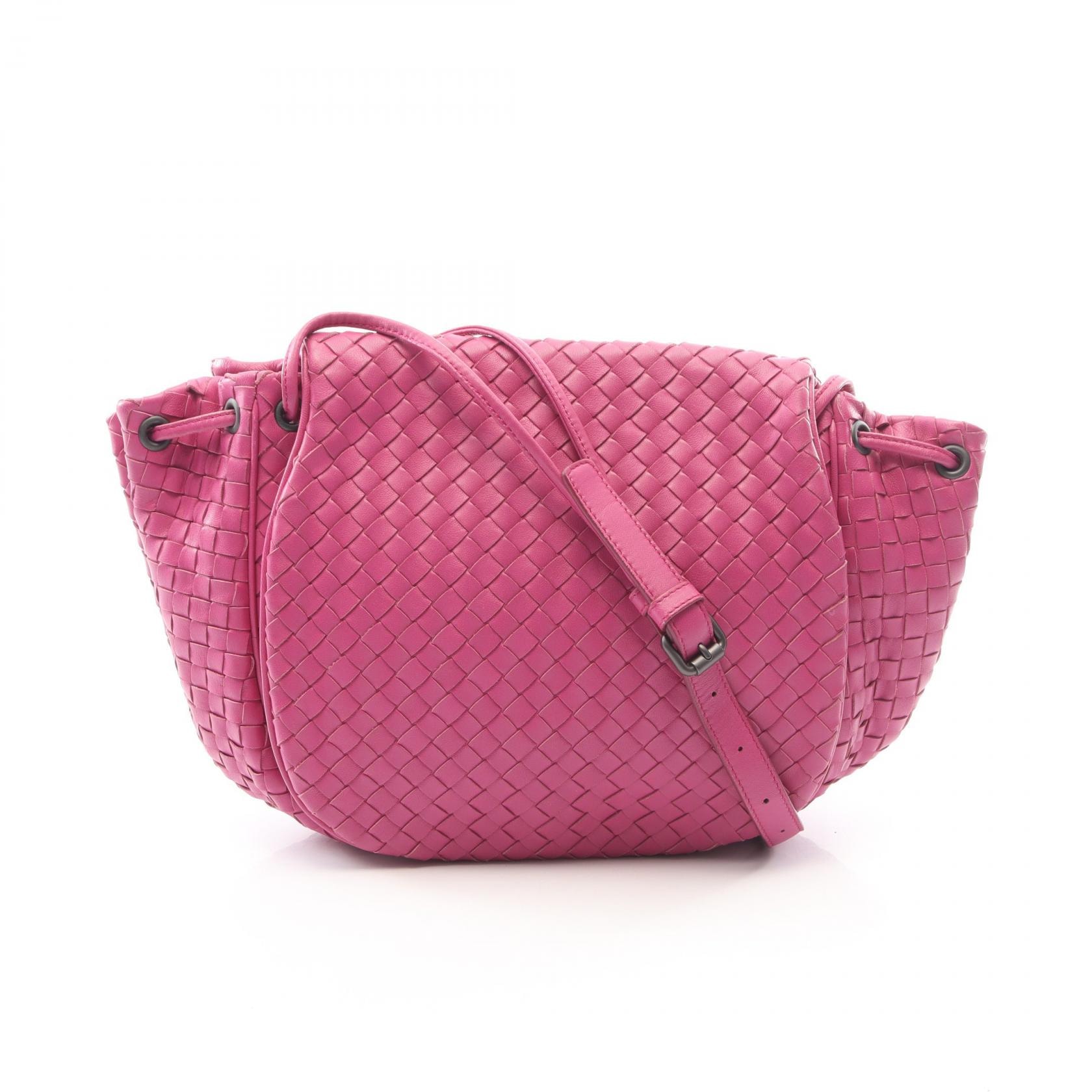 ボッテガヴェネタ BOTTEGA VENETA イントレチャート ショルダーバッグ バッグ レザー レディース ピンク系 【中古】
