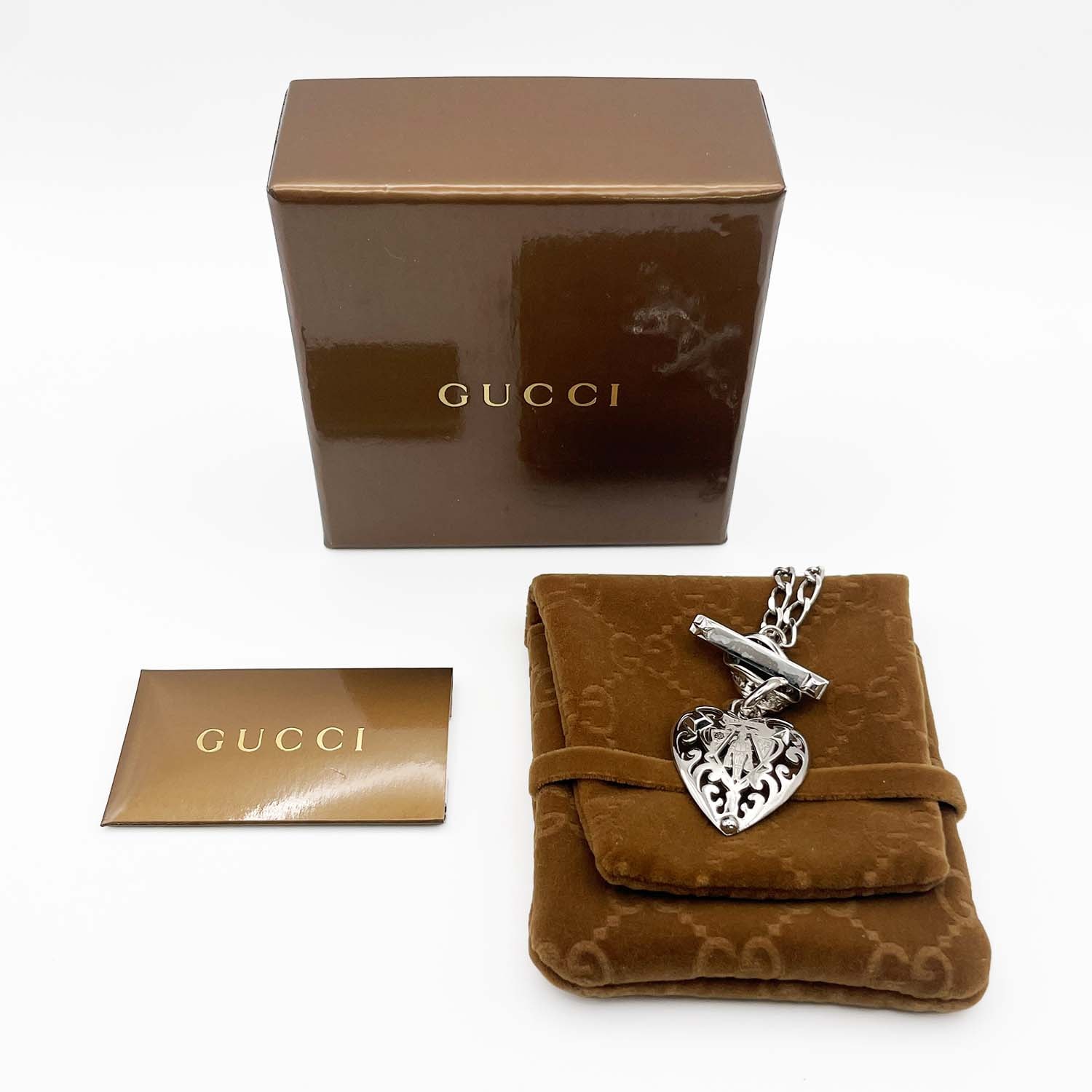 A (未使用に近い)】GUCCI グッチ クレスト ハート ネックレス