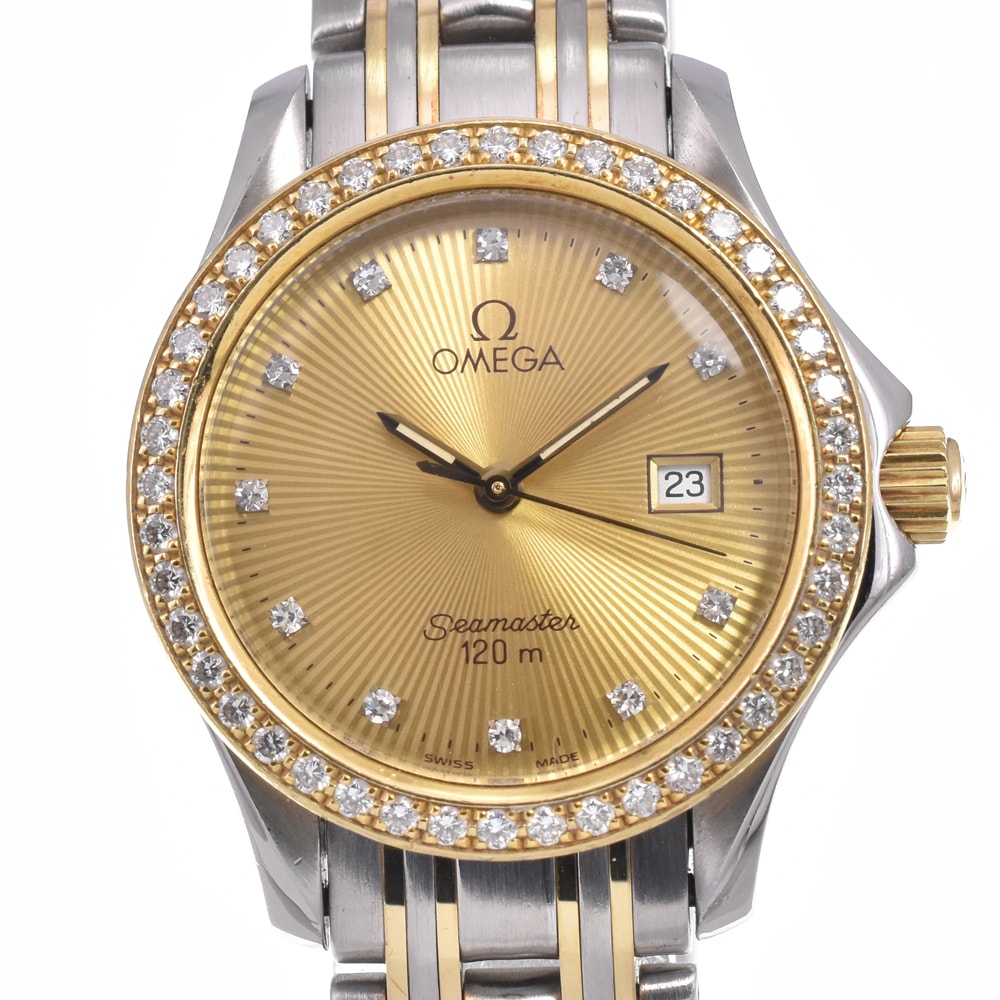 オメガ OMEGA シーマスター ダイヤモンド SS/K18YG Cal.1424 シャンパンゴールド クォーツ レディース 良品 腕時計 R#149207