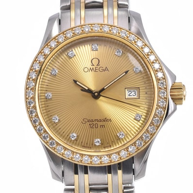 オメガ OMEGA シーマスター ダイヤモンド SS/K18YG Cal.1424 シャンパンゴールド クォーツ レディース 良品 腕時計 R#149207