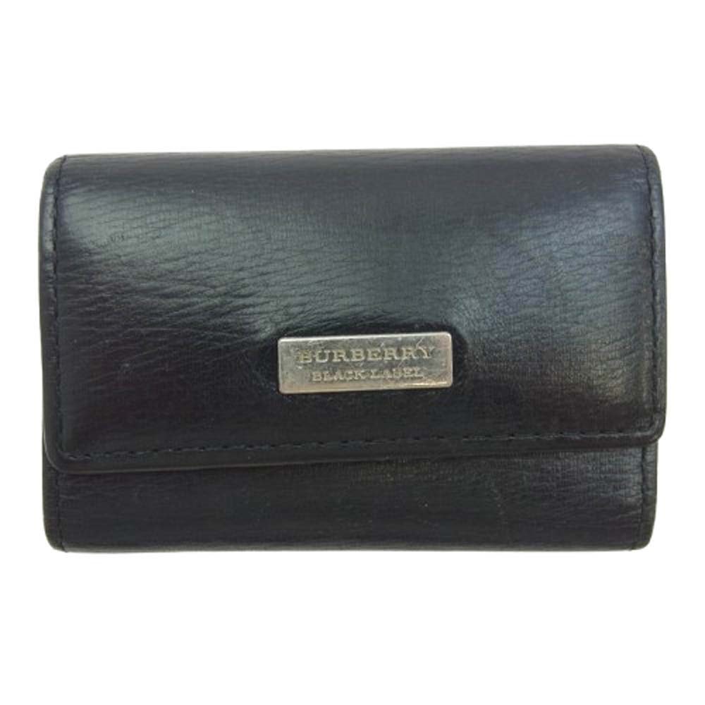 BURBERRY BLACK LABEL バーバリーブラックレーベル キーケース ロゴプレート レザー キーケース ブラック系【中古】