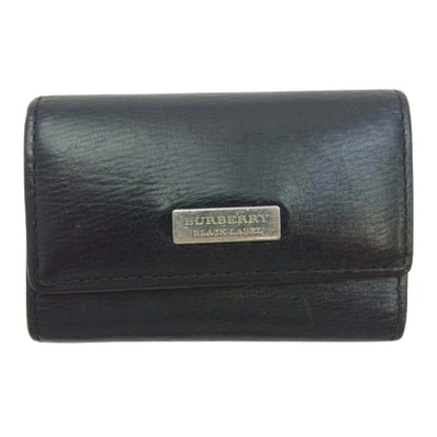 BURBERRY BLACK LABEL バーバリーブラックレーベル キーケース ロゴプレート レザー キーケース ブラック系【中古】