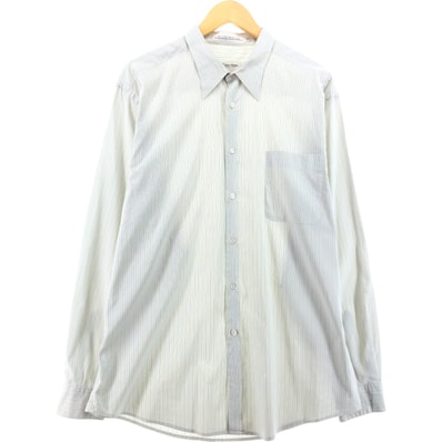 古着 カルバンクライン Calvin klein マルチストライプ 長袖 コットンストライプシャツ イタリア製 メンズXL相当/eaa562770