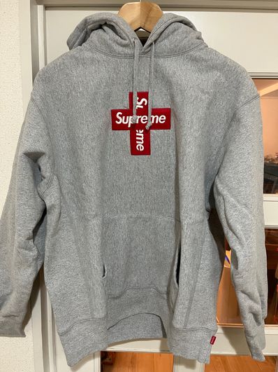 Supreme Cross Box Logo Hooded Sweatshirt "Grey"