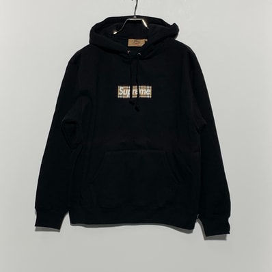 Supreme / Burberry Box Logo Hooded Sweatshirt "Black"
