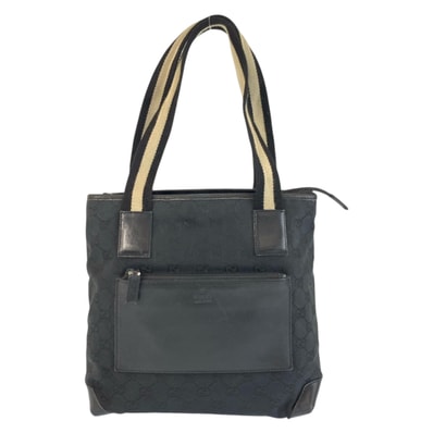 GUCCI グッチ シェリーライン ブラック 黒 GGキャンバス レザー/ トートバッグ ハンドバッグ 601290 【中古】