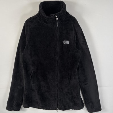 古着 ザ・ノースフェイス THE NORTH FACE フリースジャケット フルジップ ダブルジップ ワンポイントロゴ刺繍 XS ブラック レディース