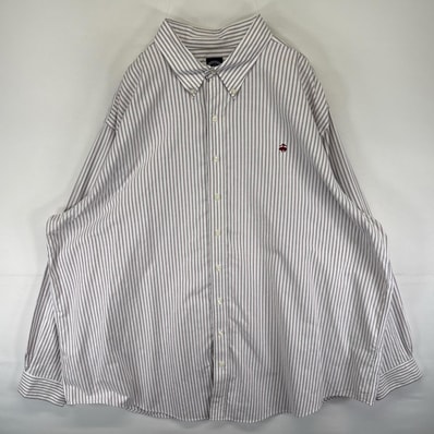 古着 ブルックスブラザーズ Brooks Brothers 長袖シャツ ボタンダウン ワンポイントロゴ刺繍 1818 3XLT パープル系 ストライプ メンズ