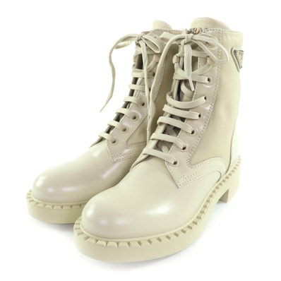 極美品 プラダ ショートブーツ ベージュ レディース 37 1T782M