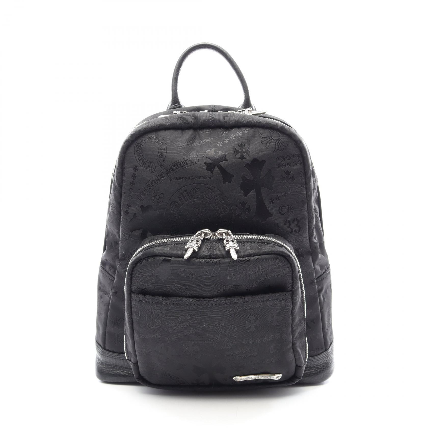 クロムハーツ CHROME HEARTS 7TH GRADE MINI リュックサック バックパック バッグ ナイロン レザー メンズ ブラック系 【中古】