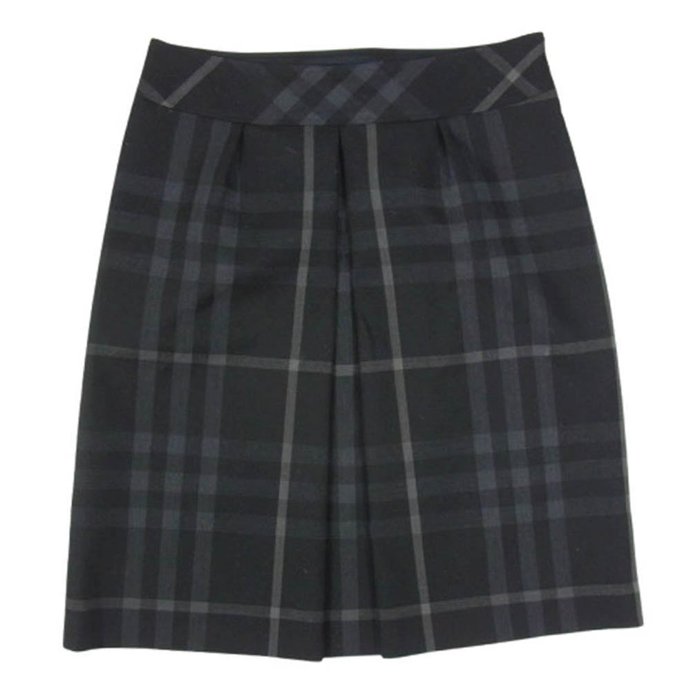 BURBERRY LONDON バーバリー ロンドン スカート B1S21-284-08 三陽商会 ウール サイドプリーツ チェック スカート ブラック系【中古】