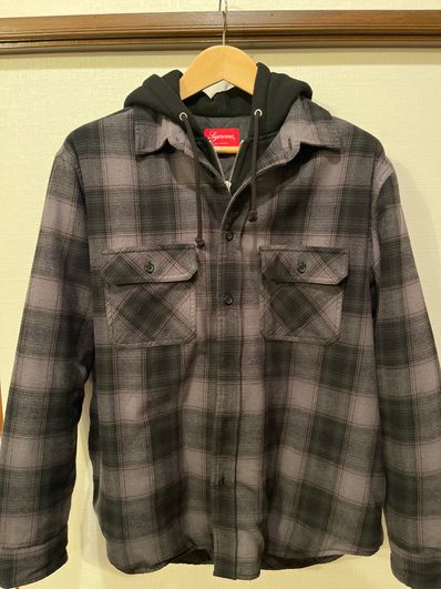 Supreme Hooded Flannel Zip Up Shirt "Black"