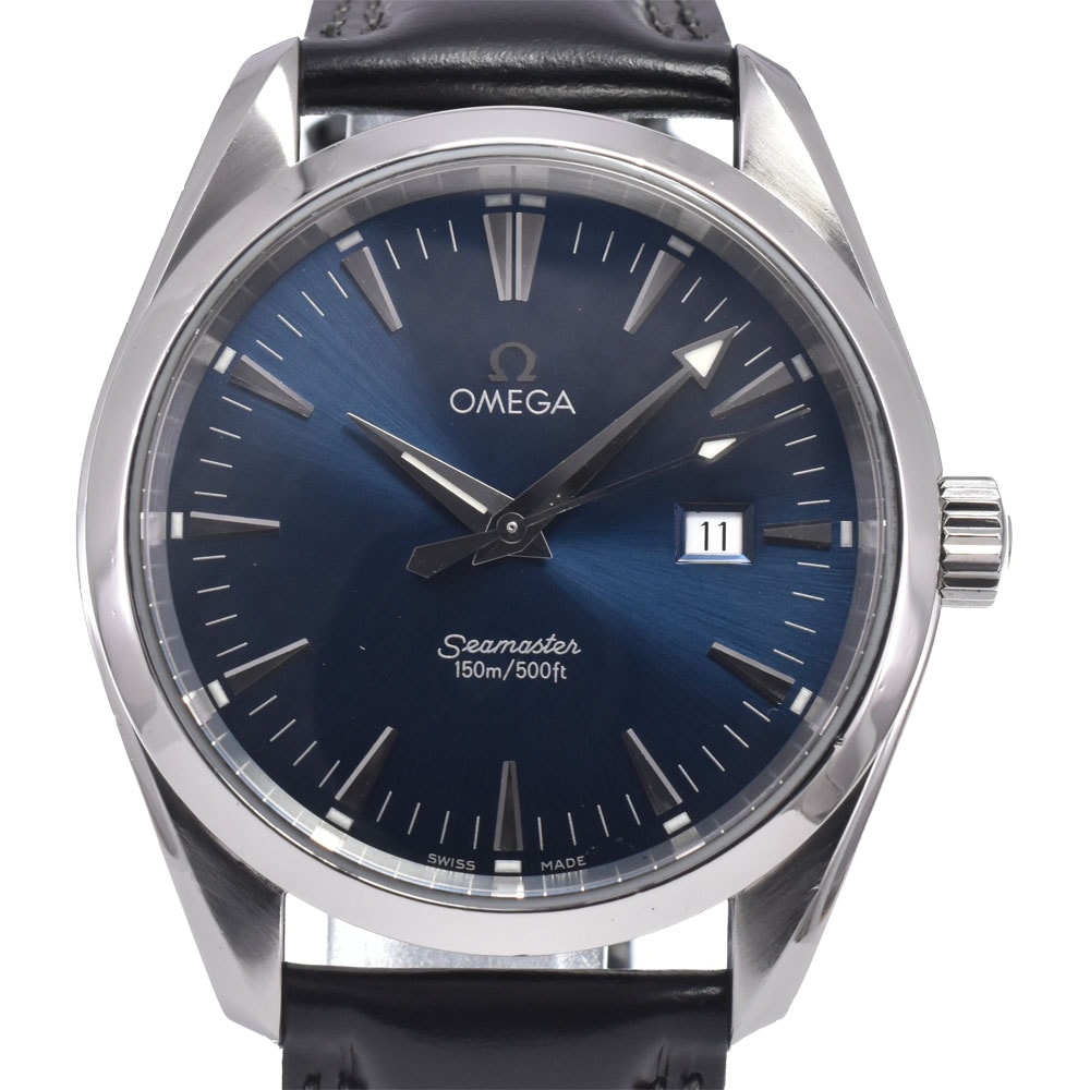 オメガ OMEGA 2517.80 シーマスター アクアテラ デイト ブルー クォーツ メンズ 良品 腕時計 L#148425