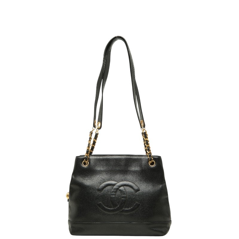シャネル ココマーク チェーン トートバッグ ショルダーバッグ ブラック キャビアスキン レディース CHANEL 【中古】
