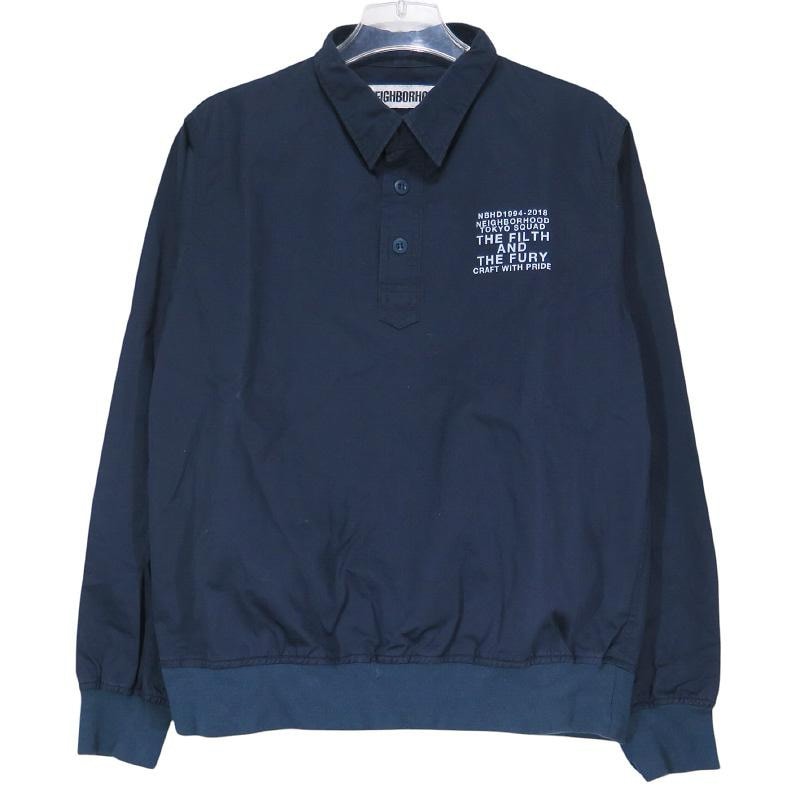NEIGHBORHOOD ネイバーフッド 18SS PULL.SLUB/CL-SHIRT.LS 181ARNH-SHM04 プルオーバー スラブ シャツ ロングスリーブ ネイビー 長袖 サイズS