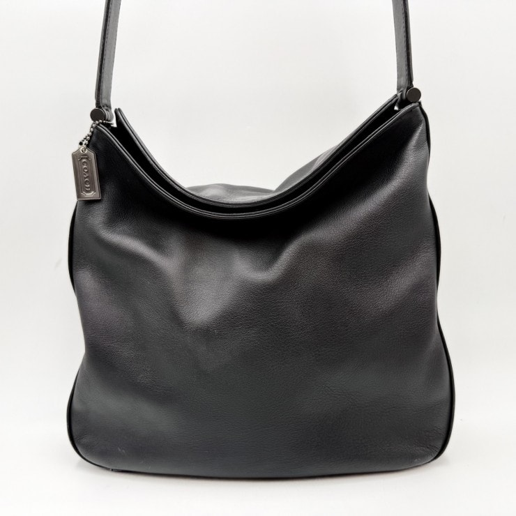 COACH(コーチ) レザー ワンショルダーバッグ ブラック 本革 シルバートーン金具 肩掛け レディース