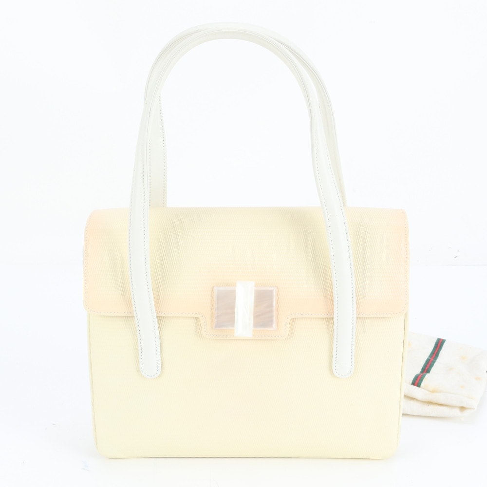 ■美品 グッチ アイボリーハンドバッグ レザー