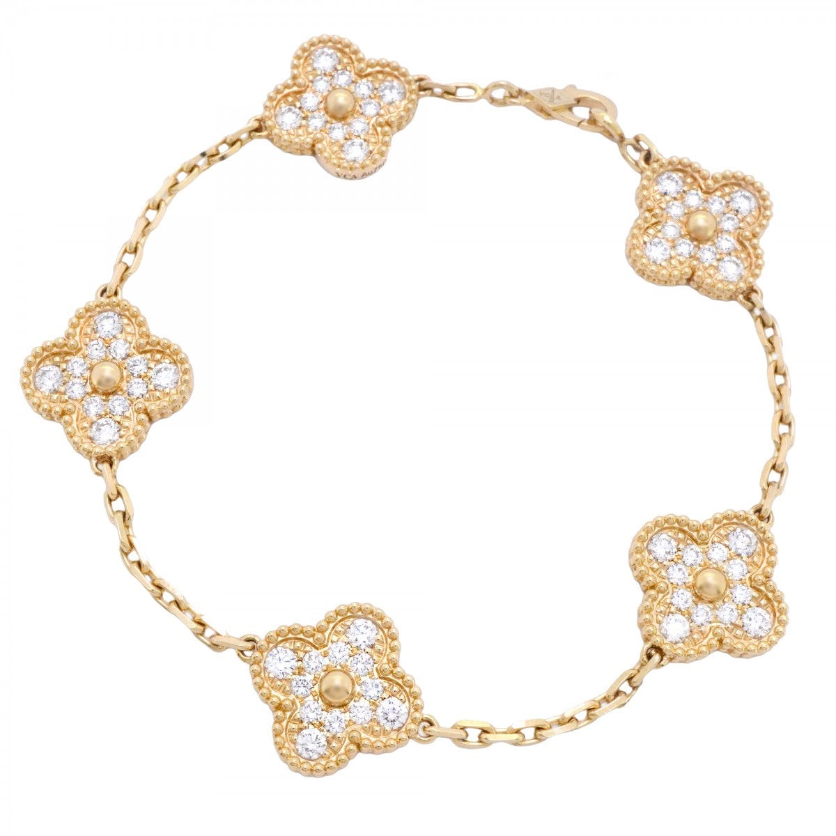 【6jdb0427-19】ヴァンクリーフ&アーペル ブレスレット ヴィンテージ アルハンブラ K18YG イエローゴールド ダイヤモンド【中古】レディース