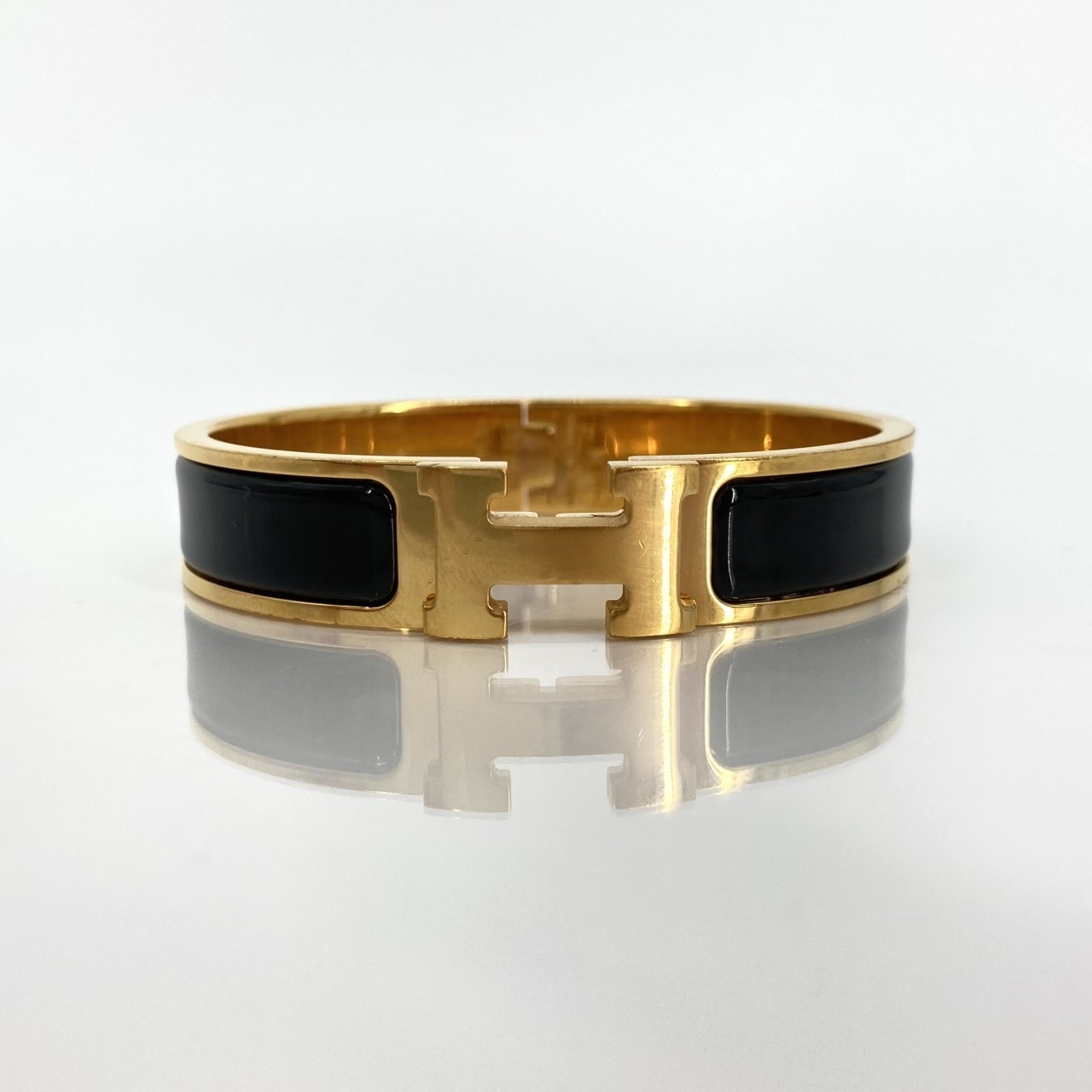 HERMES(エルメス) クリックH 回転式クラスプ ブレスレット ブラック×ゴールド