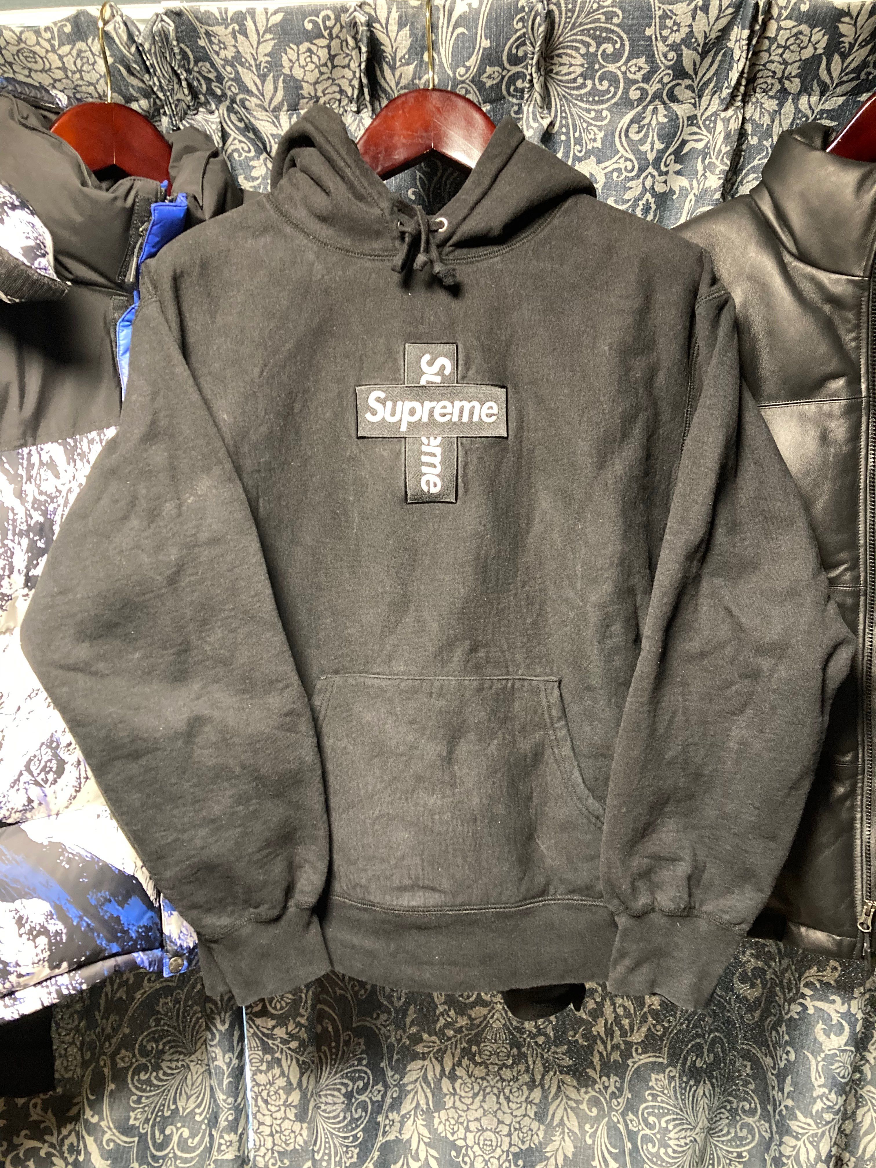 Supreme Cross Box Logo Hooded Sweatshirt "Black"