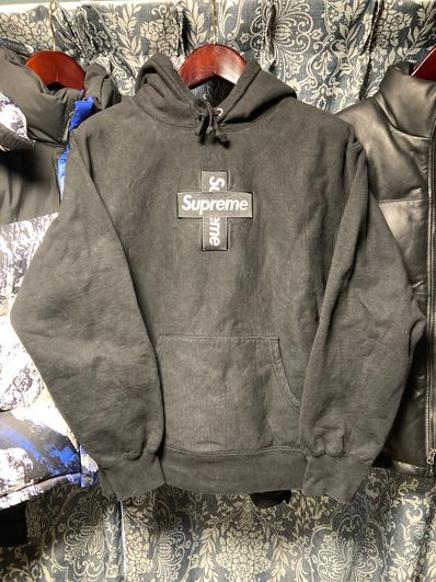 Supreme Cross Box Logo Hooded Sweatshirt "Black"
