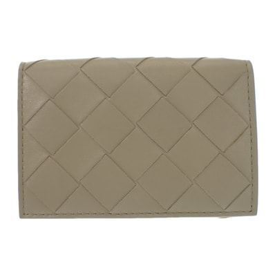 Bottega Veneta Intrecciato Tiny Tri-Fold Wallet "Travertine/New Sage"