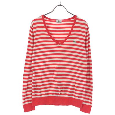 LACOSTE 長袖 Vネック コットン ニット