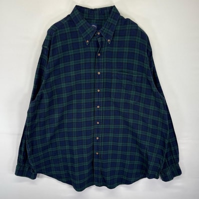 古着 ブルックスブラザーズ Brooks Brothers 長袖 ネルシャツ ボタンダウン ポケット チェック 1818 2XLT グリーン メンズ