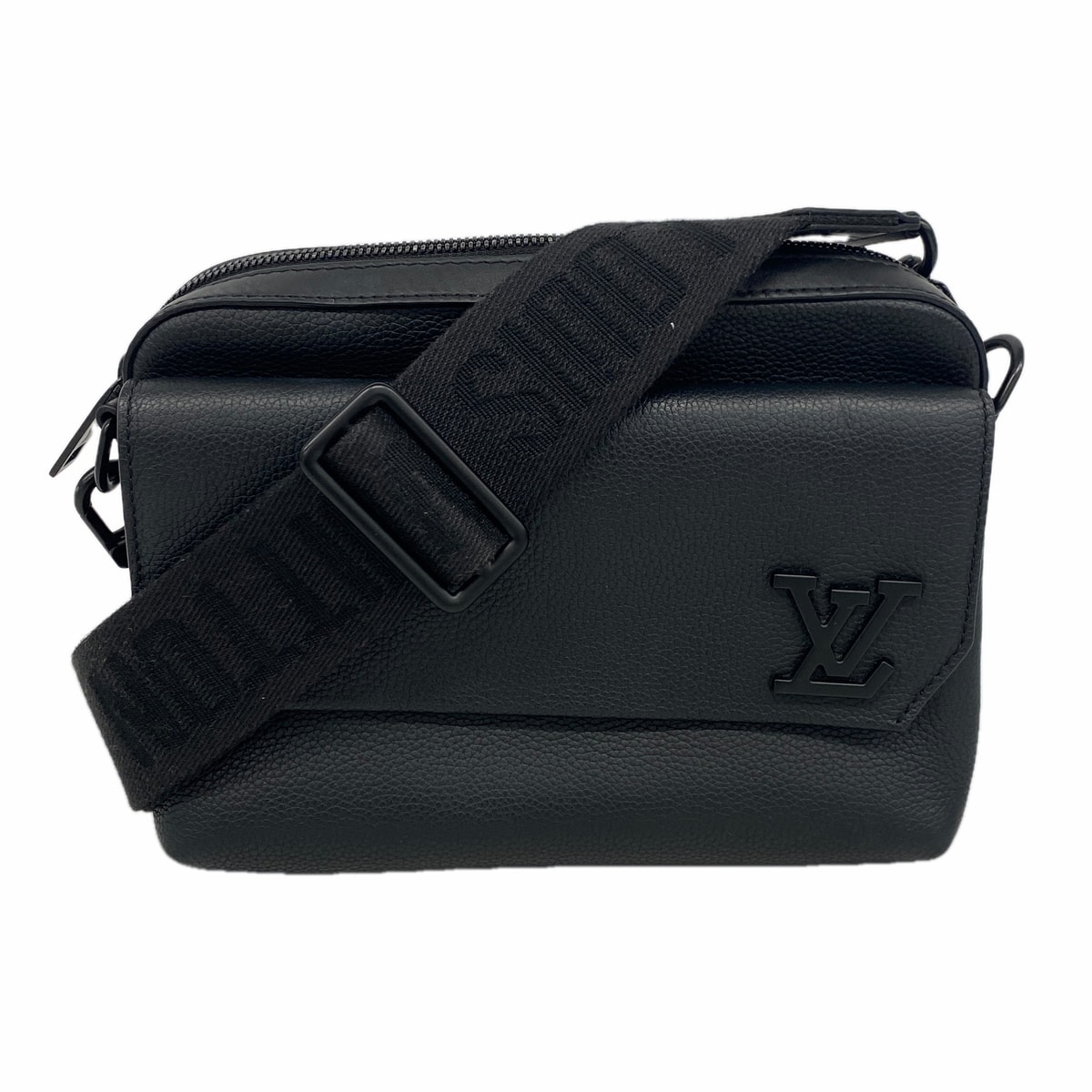 【6ia0664】ルイヴィトン ショルダーバッグ LVアエログラム ファストラインメッセンジャー M22482 ブラック【中古】メンズ