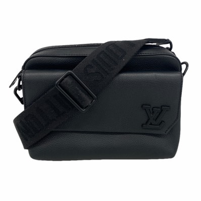 【6ia0664】ルイヴィトン ショルダーバッグ LVアエログラム ファストラインメッセンジャー M22482 ブラック【中古】メンズ