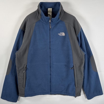 古着 ザ・ノースフェイス THE NORTH FACE フリースジャケット ワンポイントロゴ刺繍 インサーフリース L ブルー グレー ツートン メンズ