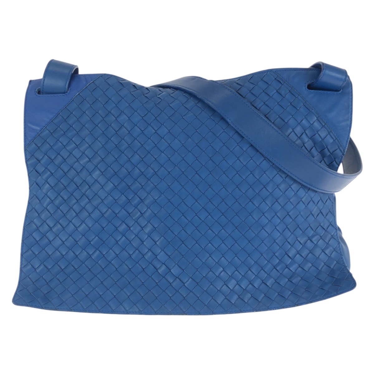 美品 BOTTEGAVENETA ボッテガヴェネタ イントレチャート ブルー レザー ショルダーバッグ メッセンジャーバッグ 600131 【中古】