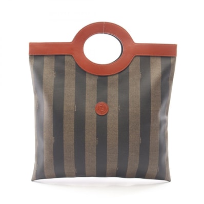フェンディ FENDI ペカン トートバッグ バッグ PVCコーティングキャンバス レザー メンズ レディース ブラック系 / ベージュ系 / ブラウン系 【中古】
