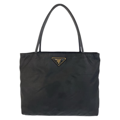 PRADA プラダ テスート 三角ロゴプレート ブラック 黒 ゴールド金具 ナイロン トートバッグ ショルダーバッグ 505892 【中古】