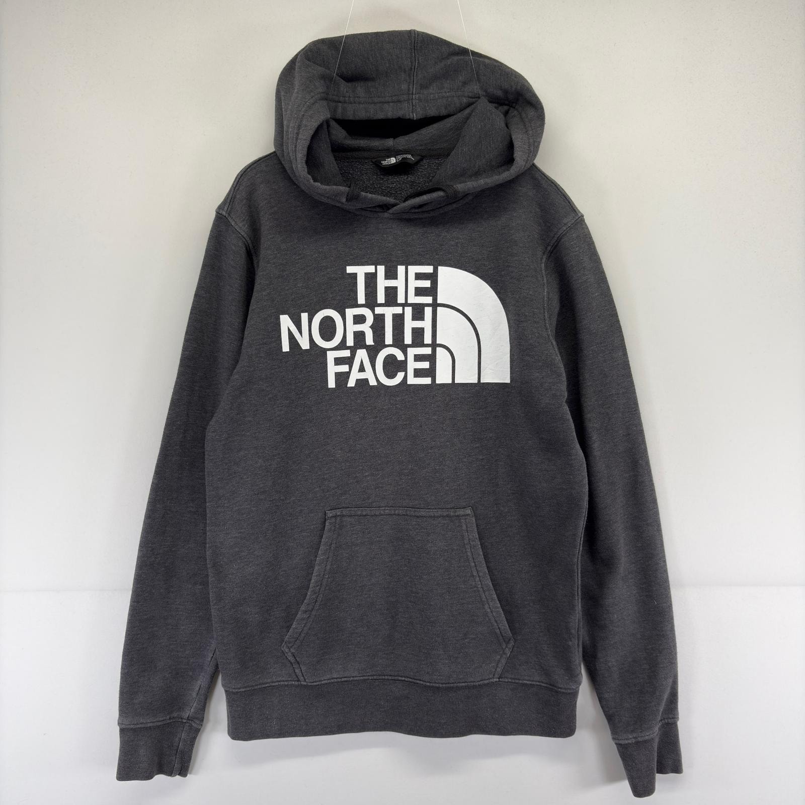 古着 ザ・ノースフェイス THE NORTH FACE スウェット パーカー プリント プルオーバー ロゴ S  グレー メンズ