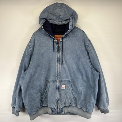 古着 リーバイス Levi's デニム ジャケット デニム 中綿 アクティブジャケット フルジップ ワンポイントロゴ 3XL ブルー系 メンズ