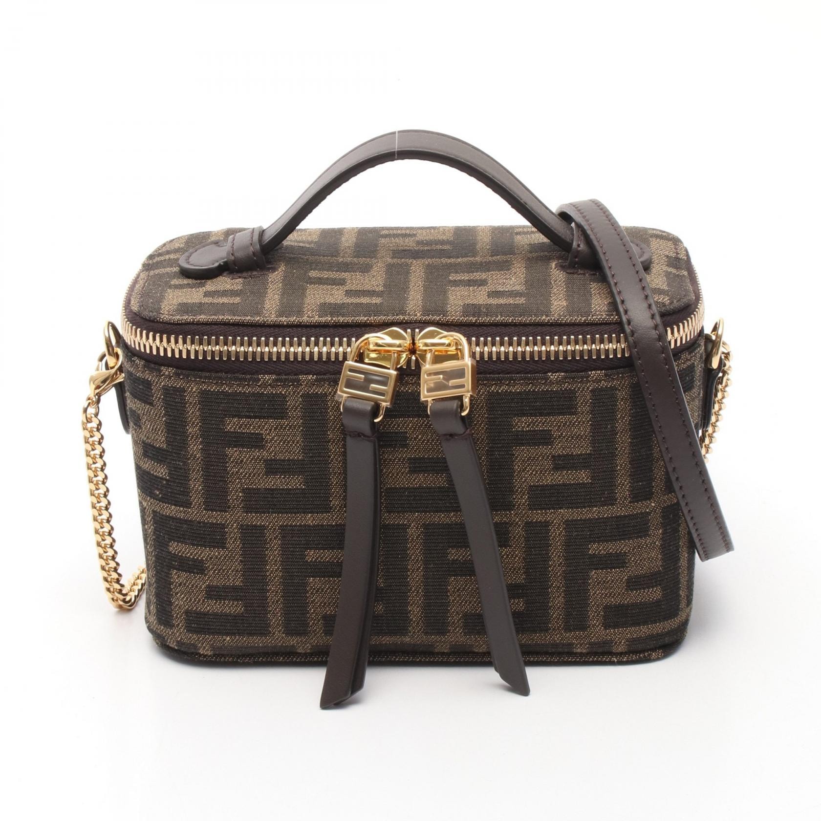 フェンディ FENDI ズッカ ハンドバッグ バッグ キャンバス レザー レディース ブラウン系 8BS108AFPMF1GL7 【新品】