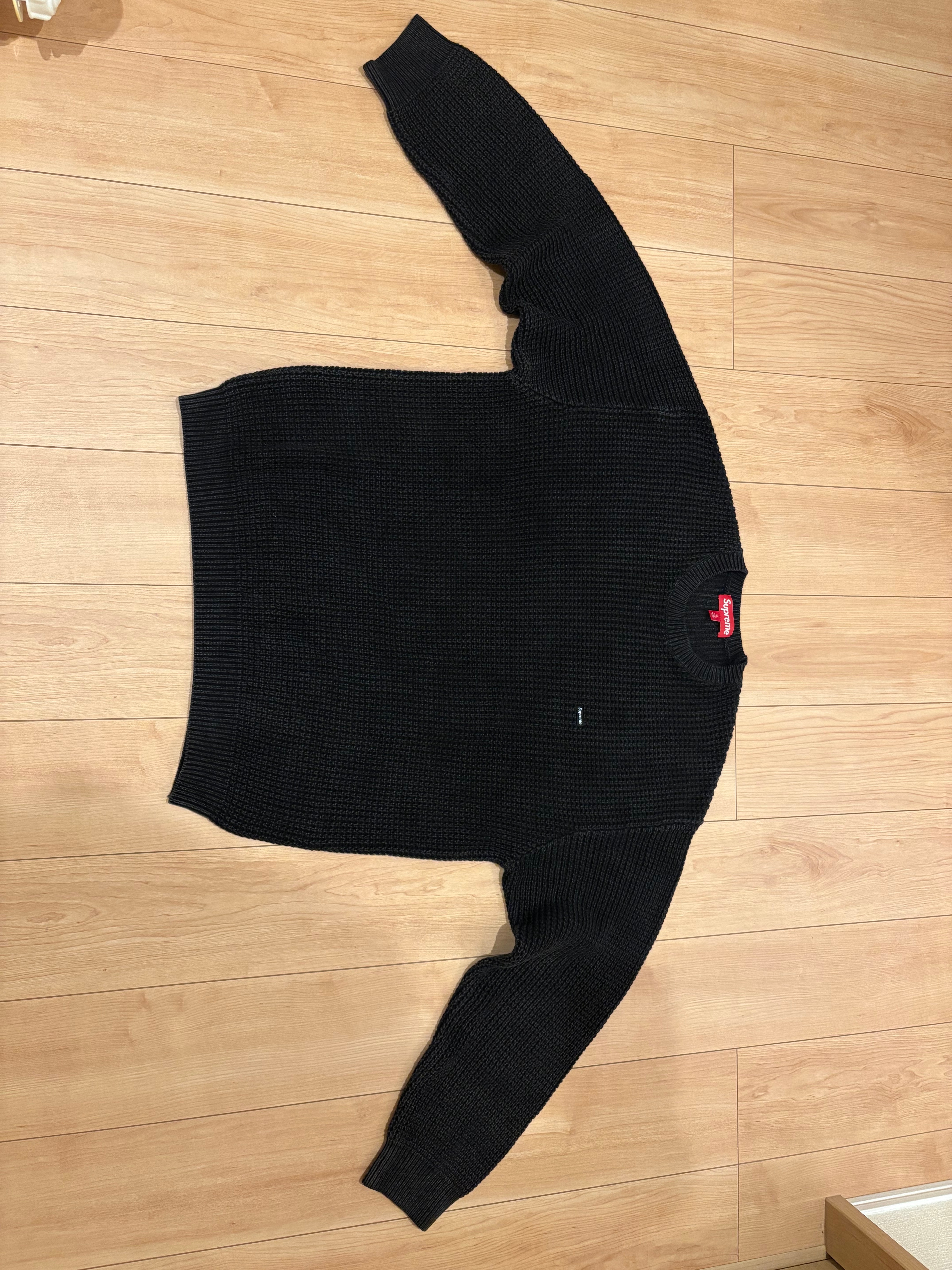 Supreme Washed Small Box Waffle Sweater "Black"