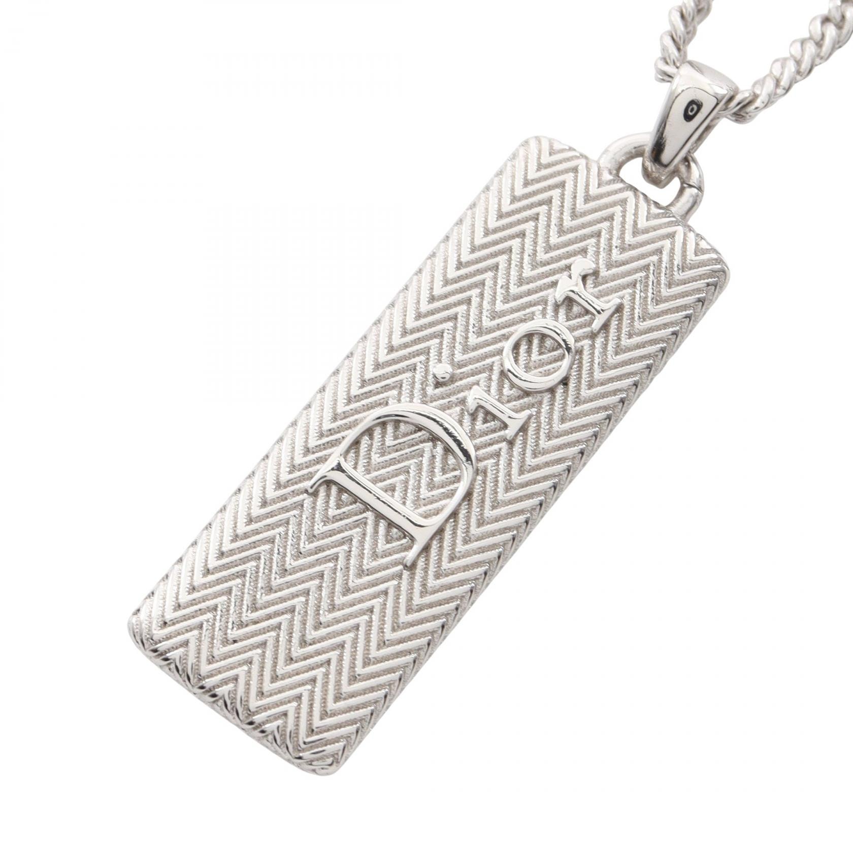 ディオール Dior Guilloche Plate Pendant Necklace ロゴプレート ネックレス ジュエリー メタル メンズ シルバー系 N3599HOMMT000 【新品】