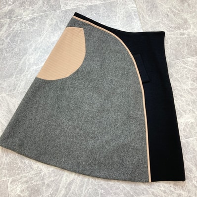 【値下げ】MARNI マルニ ウール 切り替え 台形 スカート 40 ウール ナイロン グレー ブラック ピンク レディース【中古】