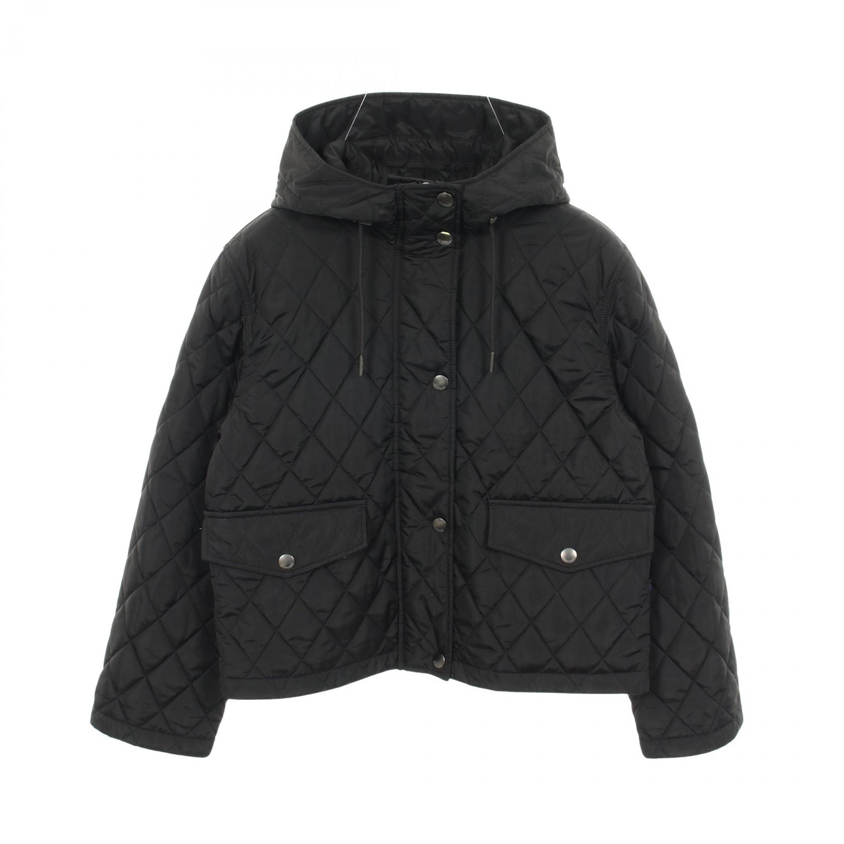 バーバリー BURBERRY 裏地ノバチェック フード付き 衣料品 アウター ナイロン レディース ブラック系 【中古】