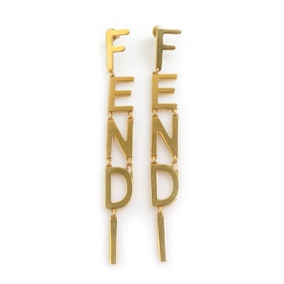 フェンディ FENDI ピアス ドロップピアス メタル ゴールド レディース 8AH031【中古】 h32213k