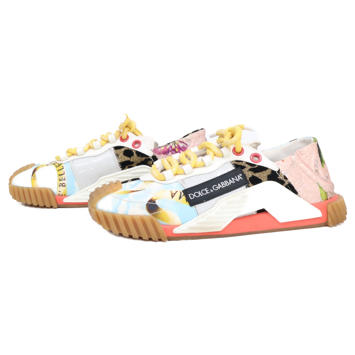 ドルチェアンドガッバーナ CK1755 AO677 NS1 ミックスマテリアル パッチワーク スニーカー 38.5