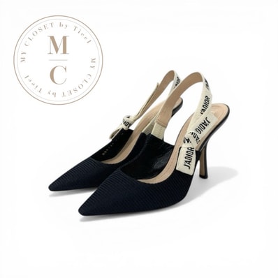 クリスチャンディオール CHRISTIAN DIOR J'ADIOR パンプス 靴 シューズ ファブリック ブラック ホワイト スリングバック