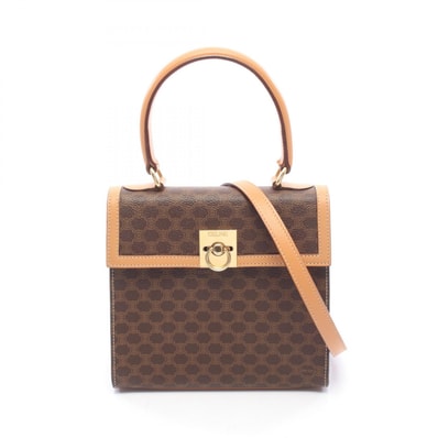 セリーヌ CELINE マカダム 2WAY ハンドバッグ バッグ PVCコーティングキャンバス レザー レディース ブラウン系 【中古】