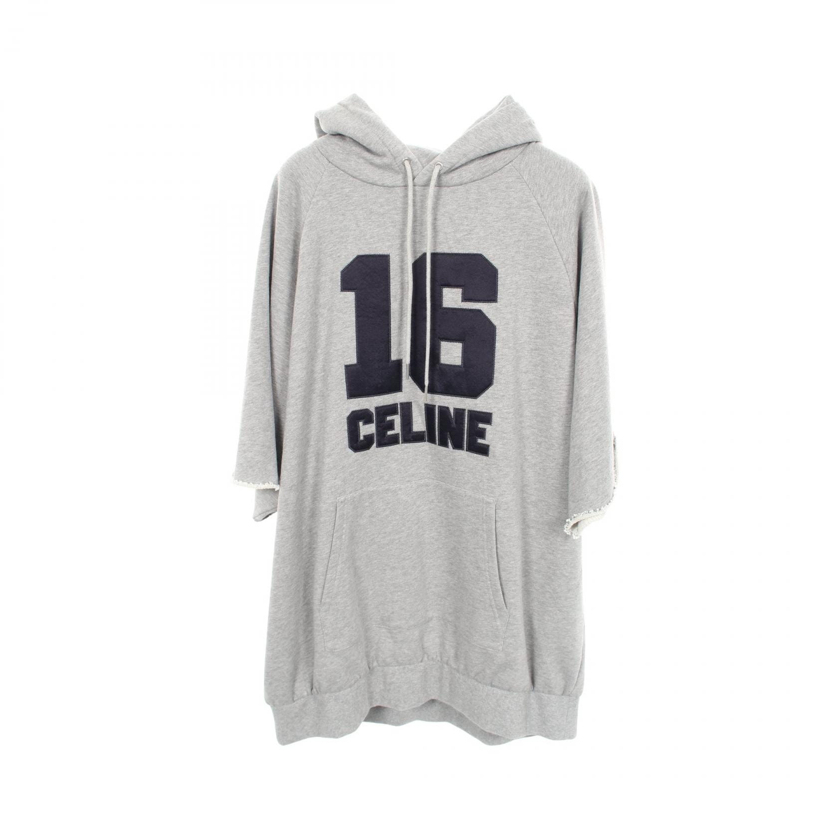 セリーヌ CELINE 16パッチ オーバーサイズ フーディ パーカー 衣料品 トップス コットン レディース グレー系 / ネイビー系 2X83D670Q 【中古】